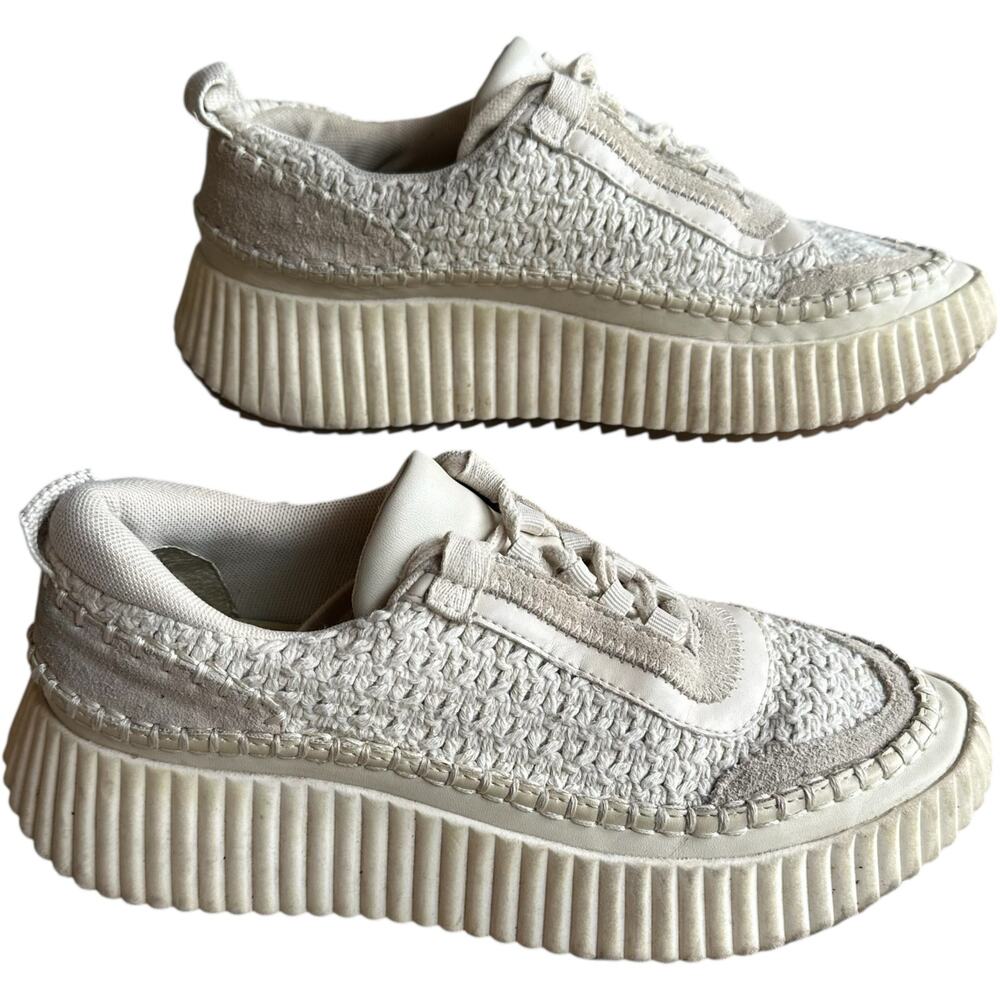Dolce Vita Dolen Knit‎ Platform Sneakers Womens SZ 7.5 Sandstone Chunky Casual